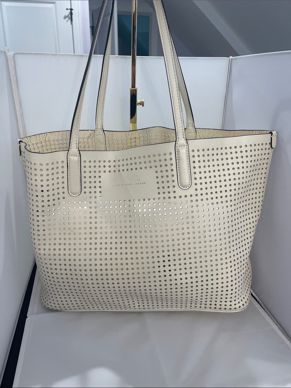 Marc Jacobs Perforated Cream Tote with Double Straps